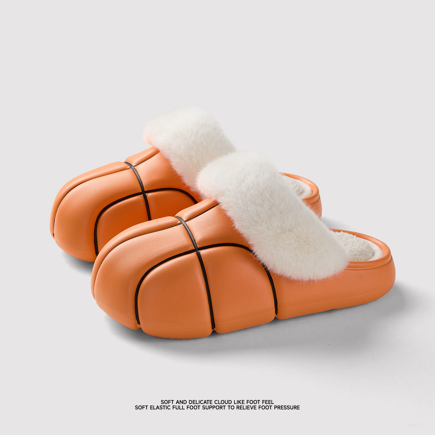 Men'S Shoes Basketball - Creative Cartoon Basketball Winter Plush Slippers
