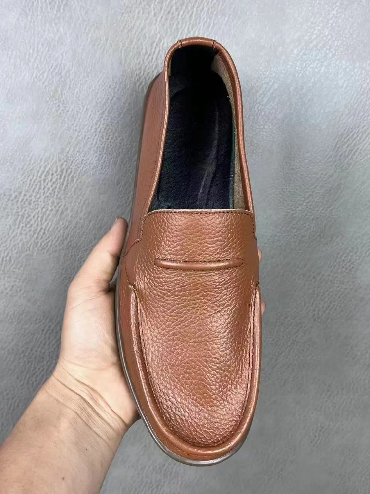 Men Shoes Offer - Low-Top Round Toe Men's Leather Shoes