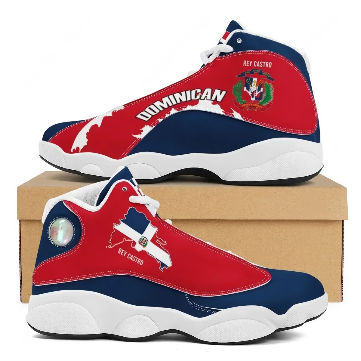 Men'S Shoes Basketball - DOMINICAN Flag Print Teens Lace Up