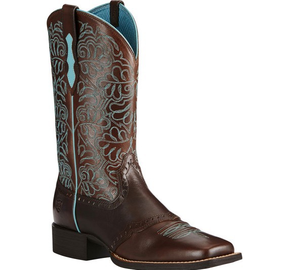 Men Shoes H&M - Men's Brown Leather Cowboy Boots Turquoise
